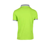 Bright lime green North Sails men polo shirt with gray collar trim slim fit cotton short sleeve design