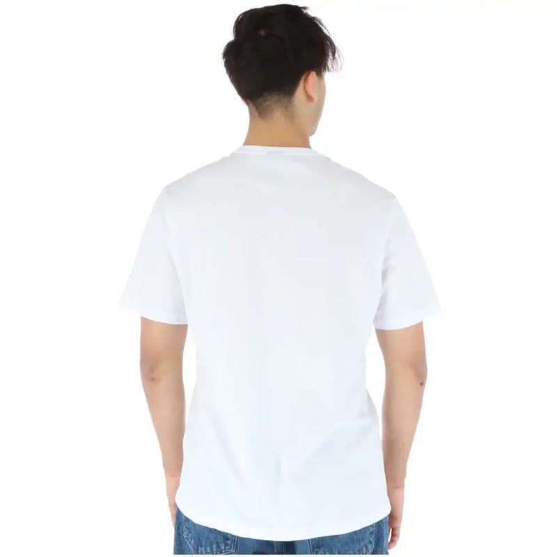 White cotton North Sails men t-shirt with classic crew neck and short sleeves made of 100 percent cotton