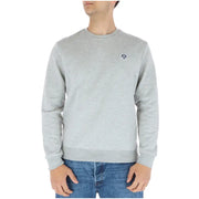North Sails men’s grey long cotton crewneck sweatshirt with heathered texture and small circular logo on left chest