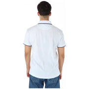 North Sails mens white cotton polo shirt with navy blue trim lightweight short-sleeved casual wear