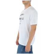 North sails men’s white round neck cotton t-shirt with black new york 1977 graphic print on the chest