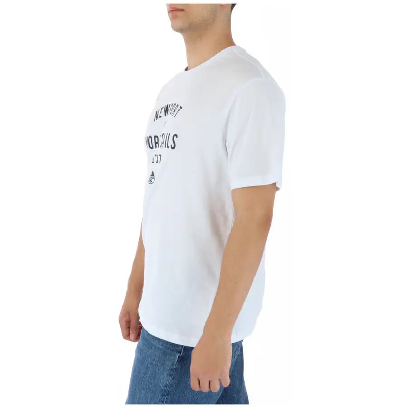North sails men’s white round neck cotton t-shirt with black new york 1977 graphic print on the chest