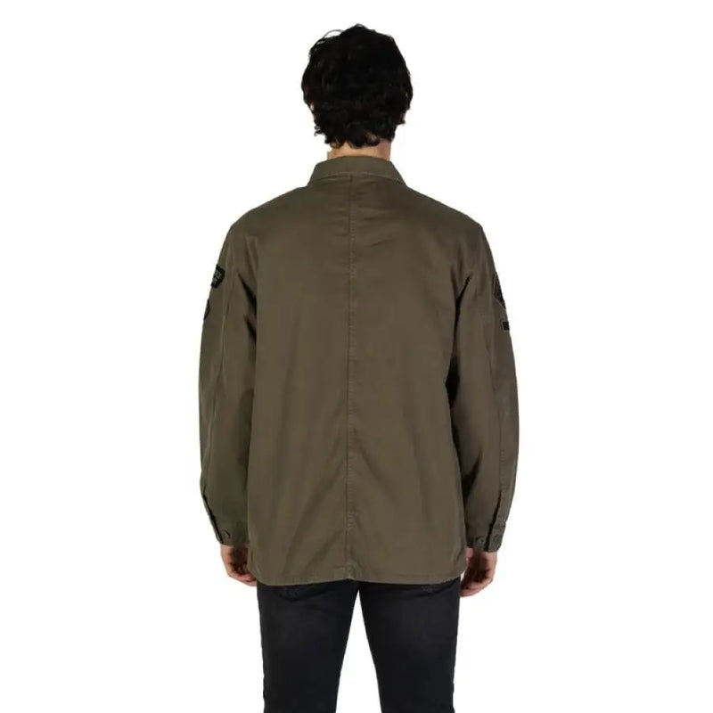 Olive green button-down shirt from Replay Men’s Classic Long Green Shirt collection