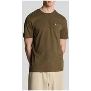 Olive green crew neck T-shirt displayed in Lyle & Scott Men’s Pink Printed T-Shirt