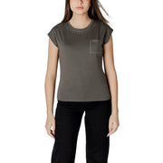 Olive green studded T shirt displayed in Black Studded T Shirt product image