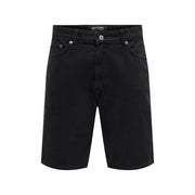 Only Jeansshorts Fade für Damen aus schwarzem Denim mit fünf Taschen und silberfarbenen Beschlägen, Vorderansicht