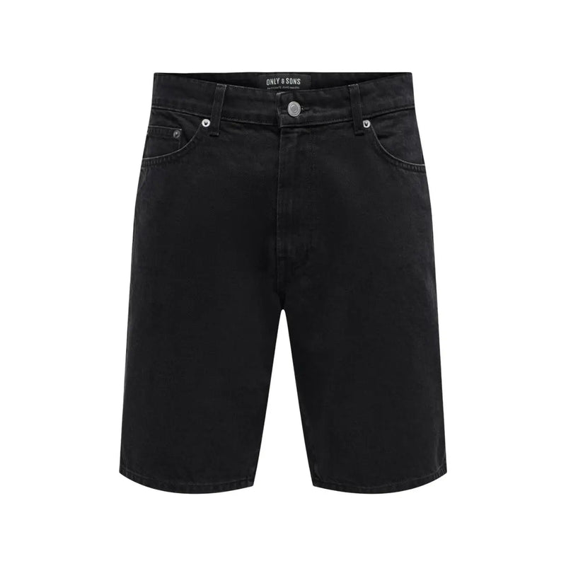 Only Jeansshorts Fade für Damen aus schwarzem Denim mit fünf Taschen und silberfarbenen Beschlägen, Vorderansicht