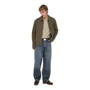 Only Lässige Onsfade-Jeans für Herren aus olivgrünem Wollmischgewebe mit klassischem Kragen und Frontreißverschluss, Vorderansicht