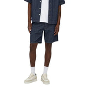 Only loose shorts ONSFA for women in dark blue with vertical stripes and button fly, front view