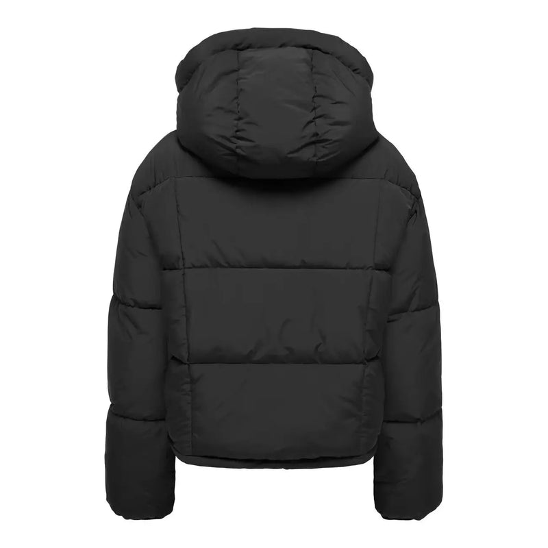 Only Doudoune noire pour femme avec capuche et empiècements matelassés, vue de face