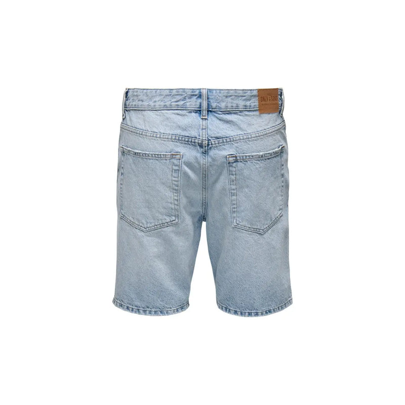 Only shorts denim shorts for women in light wash with classic back pockets and brown leather patch, back view