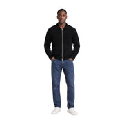 Only & Sons cardigan FRAME RLX for men in black ribbed knit with zip-up and two front pockets, front view