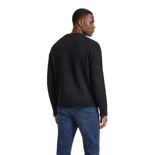 Only Herren-Strickjacke „Tune“ von Sons aus schwarzem Strick mit gerippten Bündchen und Saum, Vorderansicht