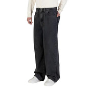Only and Sons men black cotton jeans dark gray wide-leg denim with relaxed fit and classic stitching