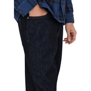 Only and Sons men blue cotton organic blend jeans with dark indigo color straight-leg cut and visible stitching details
