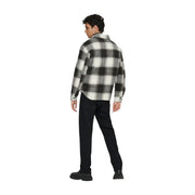 Only & Söhne Herrenblazer aus kariertem, schwarzem Polyester mit klassischem Kragen, langen Ärmeln und geknöpften Manschetten im Flanell-Design