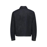 Only and sons men denim jacket in dark indigo cotton with classic collar and buttoned cuffs