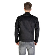 Only Schwarzer Herrenblazer von and Sons aus Kunstleder mit Mandarin-Reißverschluss, gesteppten Schulterpartien und hohem Kragen