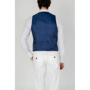 Only and Sons men gilet in navy blue with tailored design and subtle sheen for formal and smart casual wear