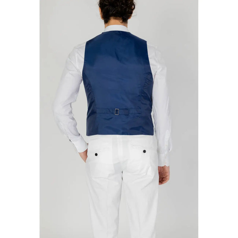 Only and Sons men gilet in navy blue with tailored design and subtle sheen for formal and smart casual wear