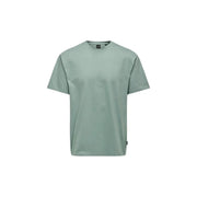Only and sons men green cotton t shirt relaxed fit minimalist crewneck with soft smooth fabric and subtle stitching details