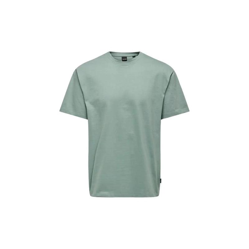 Only and sons men green cotton t shirt relaxed fit minimalist crewneck with soft smooth fabric and subtle stitching details