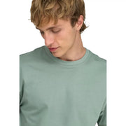Only and sons men green cotton t shirt with a soft sage green long-sleeved crew neck design and relaxed fit