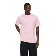 Only and sons men green cotton t shirt relaxed fit shown as a soft pink short-sleeved crew neck smooth fabric tee