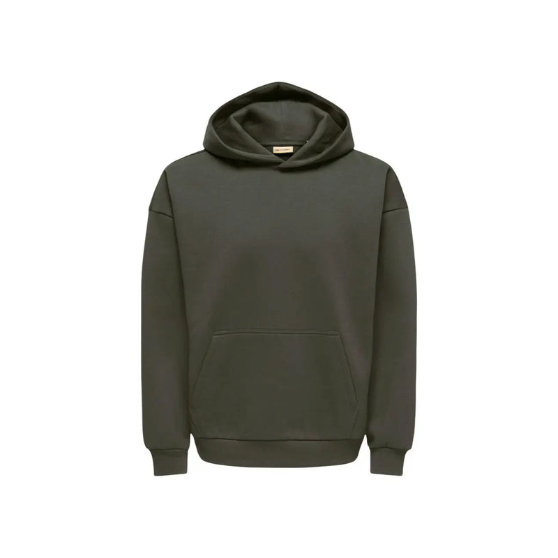 Only Grauer Herren-Hoodie von And Sons mit Vordertasche und gerippten Bündchen aus Baumwollmischgewebe