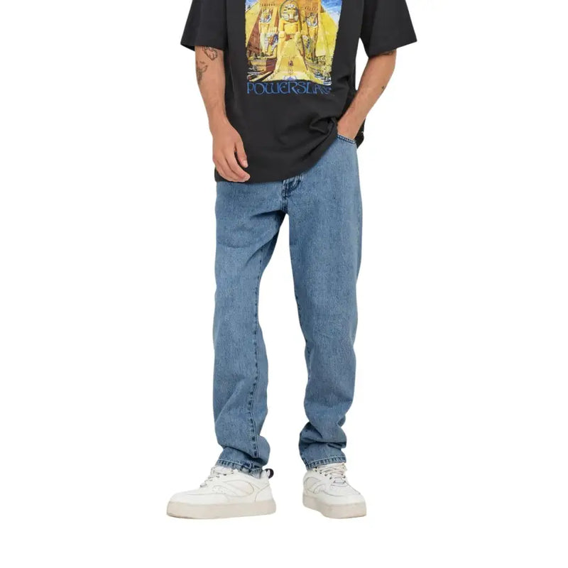 Only and Sons Herren-Jeans aus hellblauer Baumwolle, mittlere Waschung, bequeme Passform mit klassischem Fünf-Taschen-Design