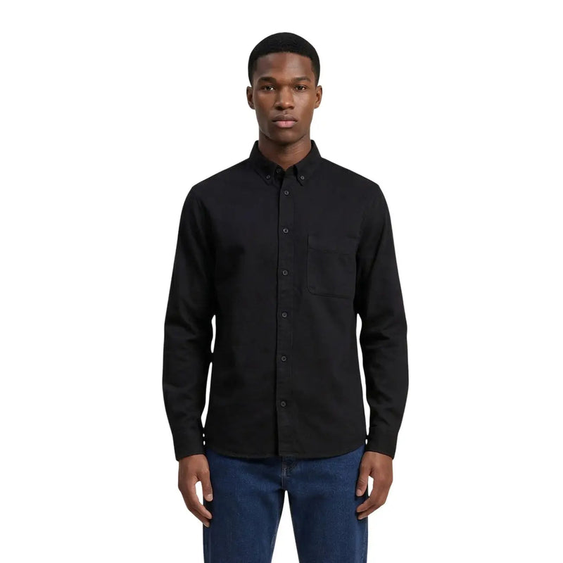 Only & Sons men shirt black button-down with chest pocket and long sleeves for formal and casual wear