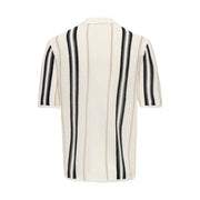 Only sons men polo shirt beige cream knitted cotton with bold black vertical stripes and textured ribbed fabric
