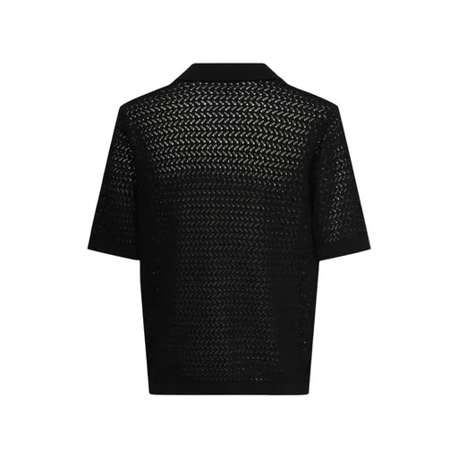 Schwarzes, kurzärmeliges Strickpoloshirt mit Fischgrätmuster aus Bio-Baumwolle von Only & Sons Herren Polo-Shirt mit V-Ausschnitt