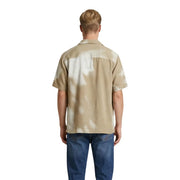 Only & Sons men shirt beige and white tie-dye short-sleeved button-up shirt made of lightweight fabric