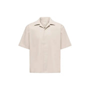 Beige short-sleeved button-up shirt with classic collar and minimalist design by Only Sons for men