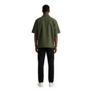 Olive green short-sleeved button-up shirt by only & sons featuring a casual fit for men