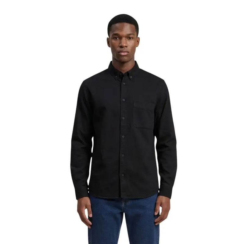 Only & Sons men shirt black button-down with chest pocket and long sleeves for formal and casual wear