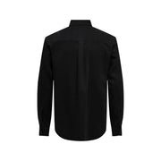Only & Sons men shirt black long-sleeved button-up with classic collar and tailored fit in cotton material