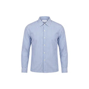 Only & Sons Klassisches Herrenhemd mit langen Ärmeln, Knopfleiste, feinen blauen und weißen Längsstreifen sowie knackigem Kragen und Manschetten.
