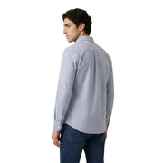 Only & Sons Herrenhemd mit feinen, vertikalen Streifen in Marineblau und Weiß aus einem griffigen Baumwollmischgewebe, langärmelig, mit Knopfleiste