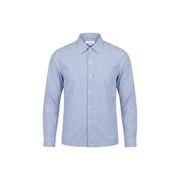 Only & Sons men shirt classic long-sleeved button-down with fine blue and white vertical stripes and crisp collar and cuffs