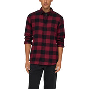 Only & Söhne Herrenhemd in kräftigem Rot-Schwarz-Karomuster, weichem Flanell, langärmelig, mit Knopfleiste