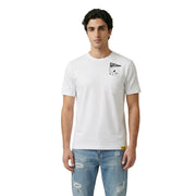 White cotton only & sons men t shirt with black and white snoopy graphic and peanuts text on left chest