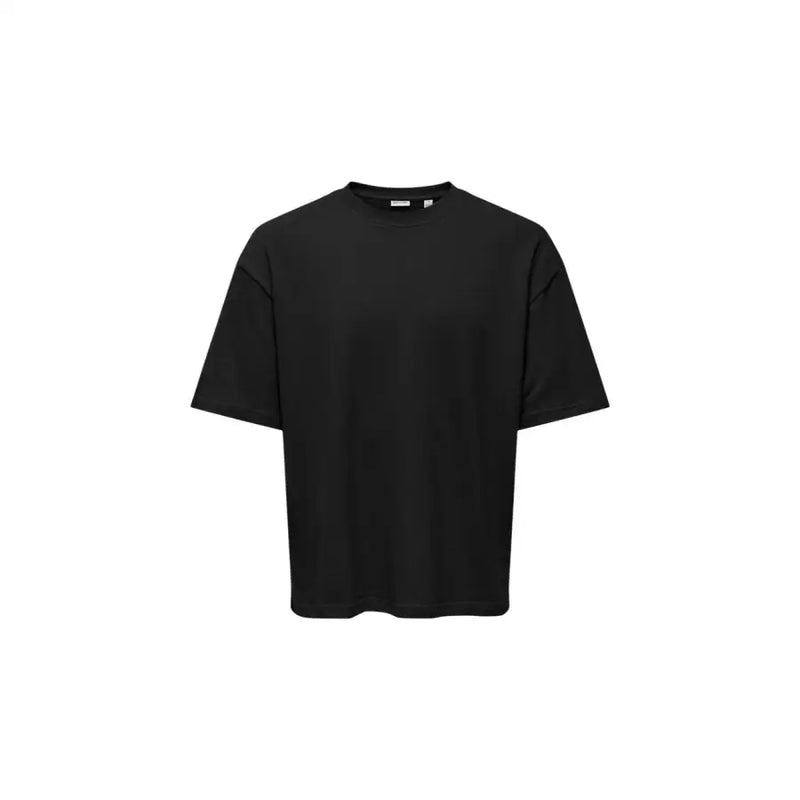 Schwarzer Oversize-Rundhalsausschnitt t-shirt mit kurzen Ärmeln von Only Söhne, die für Freizeitkleidung gemacht sind