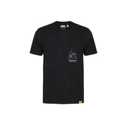 Black short sleeved only & sons men t-shirt featuring a white line drawing of snoopy on the left chest pocket
