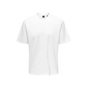 White crew-neck t-shirt with short sleeves made of soft cotton fabric from Only & Sons men t-shirt collection