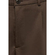 Braune, strukturierte Wollhose mit dunklem Knopfbund von only und Söhne aus Polyester-Mischgewebe