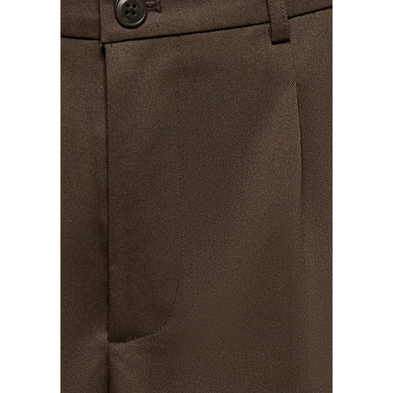 Braune, strukturierte Wollhose mit dunklem Knopfbund von only und Söhne aus Polyester-Mischgewebe
