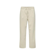 Cream-colored straight-leg trousers with drawstring waistband by only and sons for men