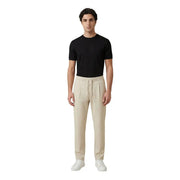 Beige pleated men’s trousers by Only Sons with elastic drawstring waistband for comfortable wear